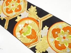 アンティーク　華紋に亀甲模様織り出し袋帯（着用可）